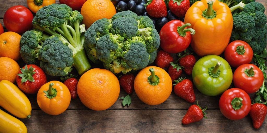 Fresh fruits and vegetables rich in Vitamin C