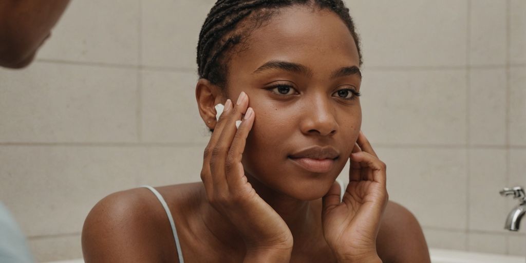 Young person applying skincare product