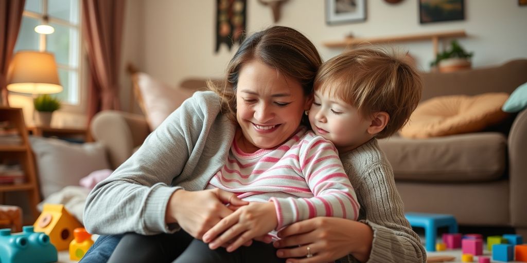 Mother and autistic child sharing a tender moment.