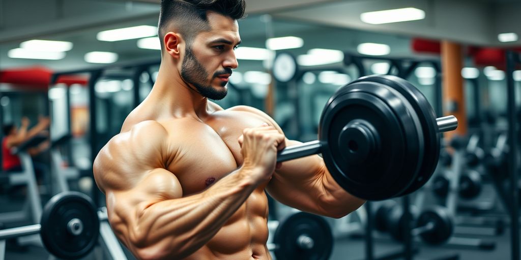 Man lifting weights in gym