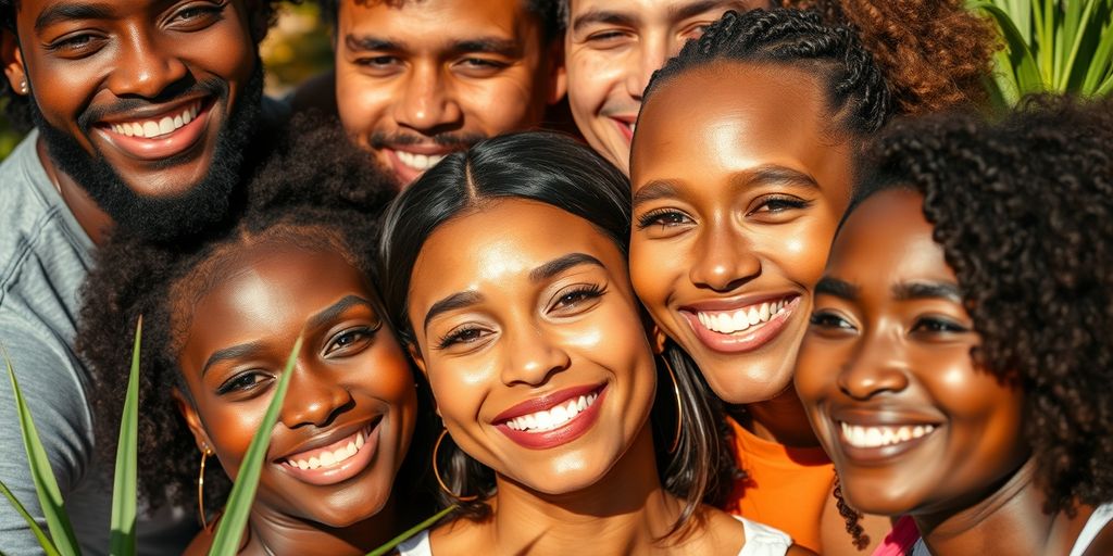 Diverse group with radiant, glowing skin